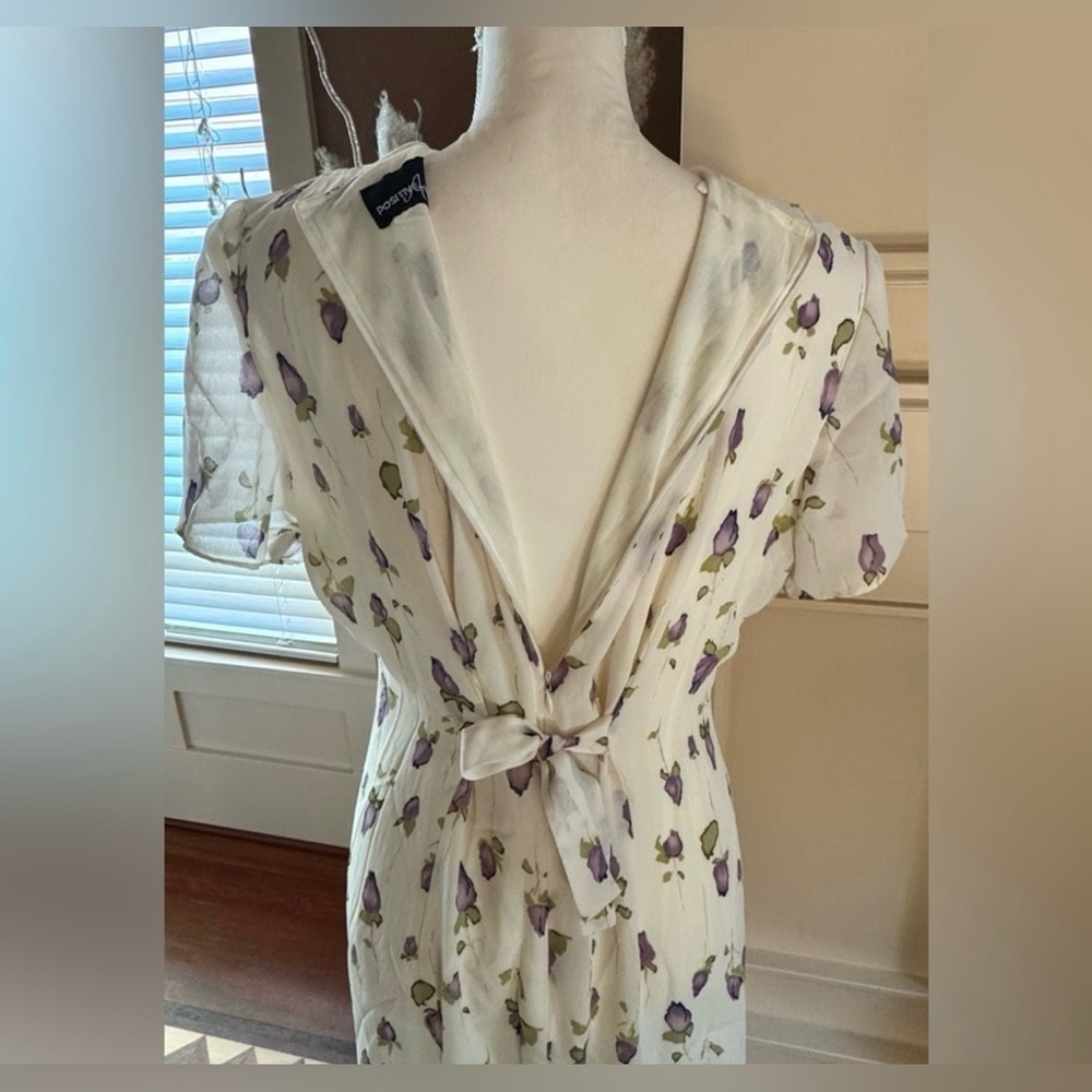 Vintage Positive Attitude Cream and Purple Floral Maxi Dress - Picture 5 of 10